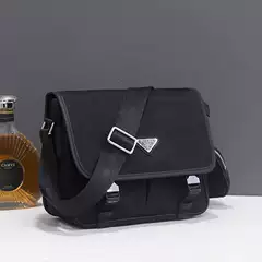 Autumn and Winter New Style Young Men's Solid Color Shoulder Bag Horizontal Square Zipper Waterproof Oxford Cloth Casual Backpack for Men and Women