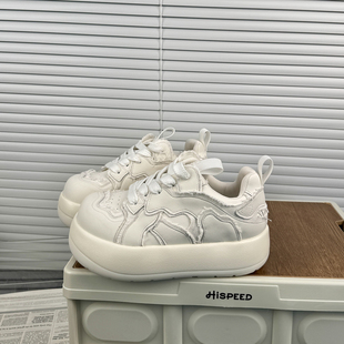 欧货乞丐拼接小白鞋女2026春季新款休闲面包鞋增高大头丑萌运动鞋