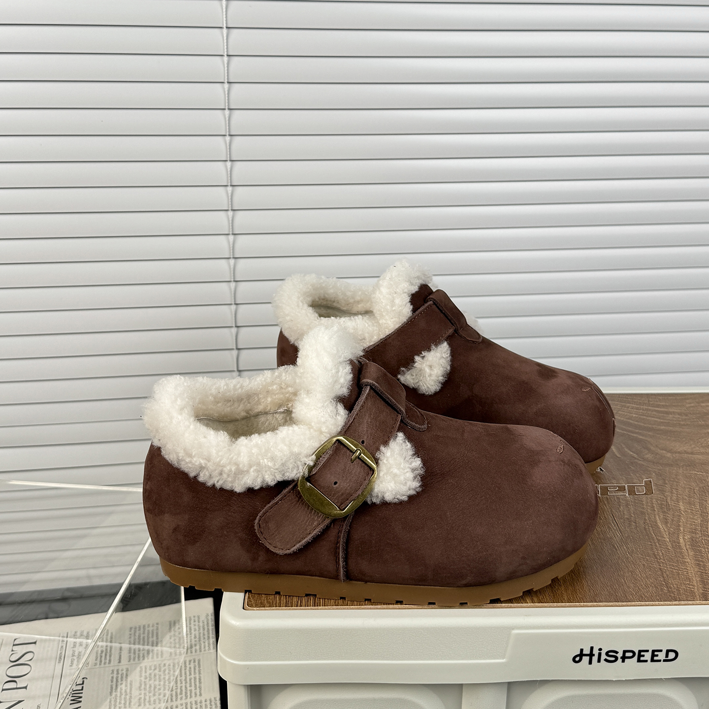 厚底羊毛卡皮巴拉勃肯鞋女2025冬季新款保暖加绒雪地靴软底乐福鞋