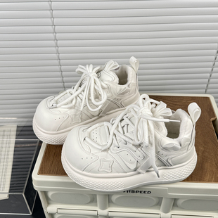 欧货小胖丁加绒大头小白鞋女款2025秋冬新款休闲阿甘鞋增高运动鞋