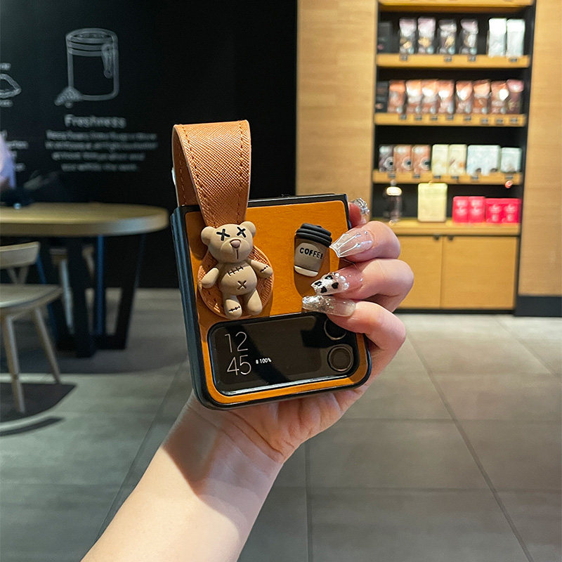 mtuo米拓腕带支架适用于三星zflip4手机壳折叠简约皮质保护壳w23flip