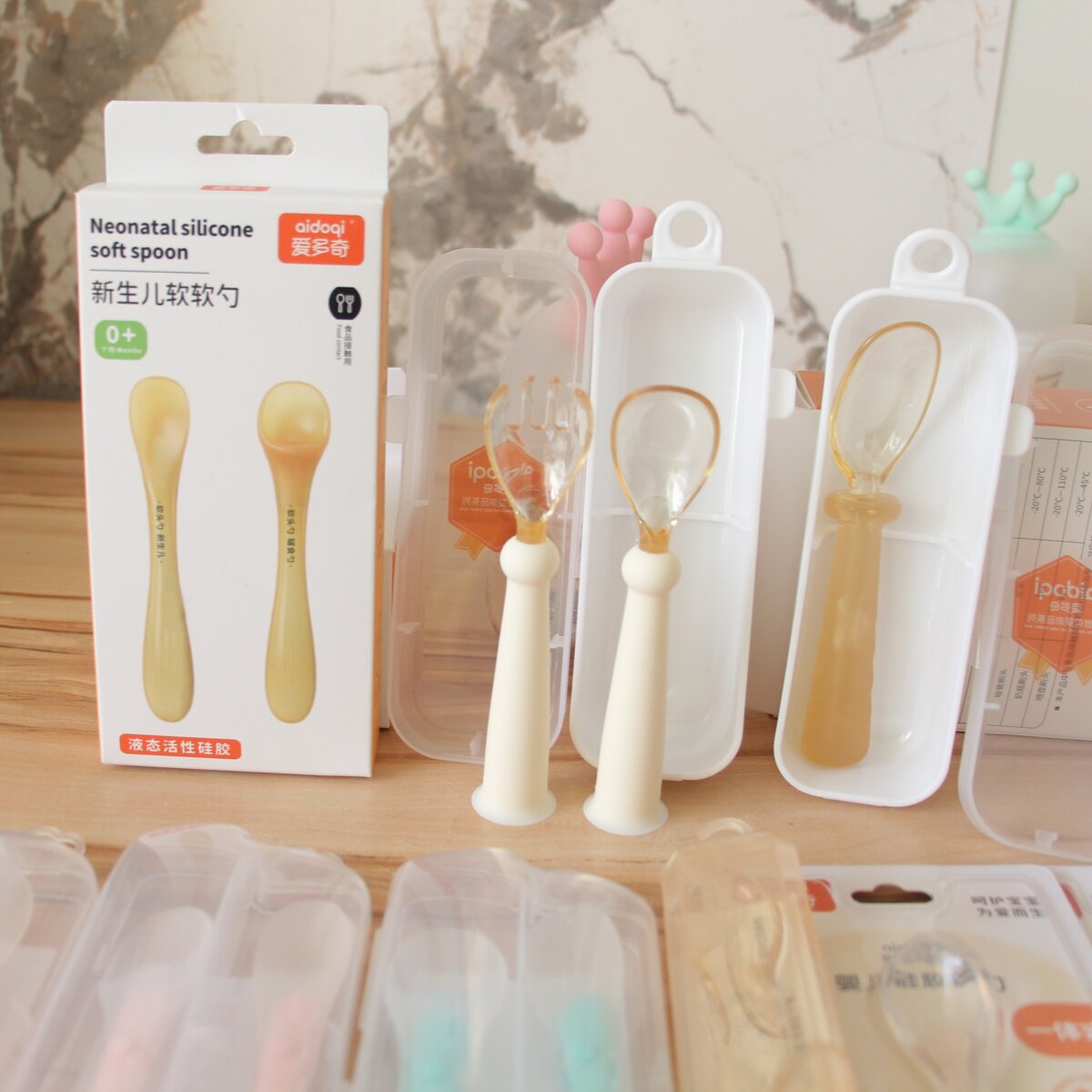 新生婴儿感温勺小软勺初生宝宝勺子用品幼儿刮泥水果勺儿童辅食勺