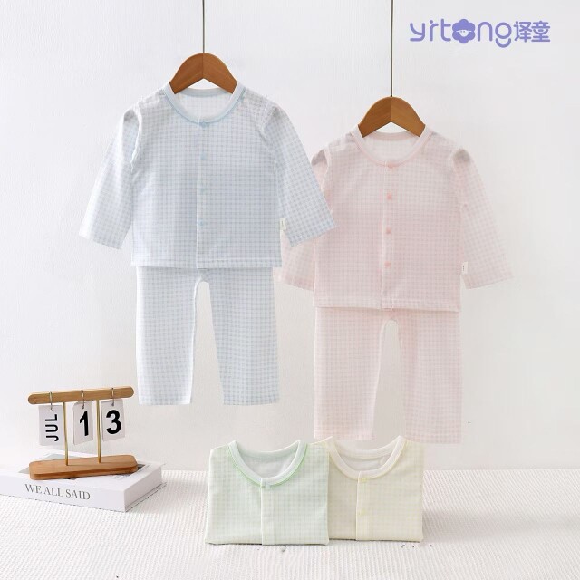 译童夏季薄款纯棉婴儿睡衣套装男女宝宝家居服婴幼儿暖气房空调服