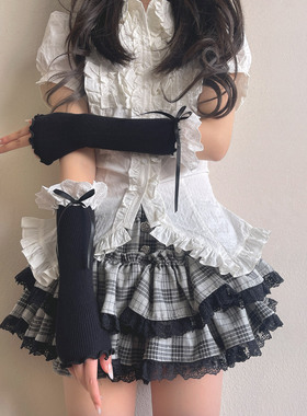 袜贵人新品亚文化千禧年辣妹花边蝴蝶结洛丽塔jk少女手袖手套女