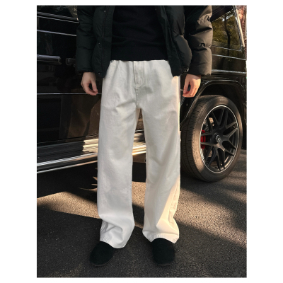 G3-Elegant 定制竹节棉水洗质感牛仔裤男春夏宽松直筒休闲长裤