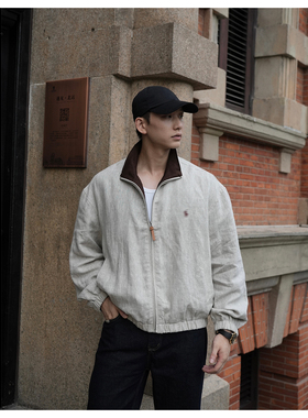 ZICHENG2025新款秋季设计师高级感轻奢 亚麻百搭男士夹克外套