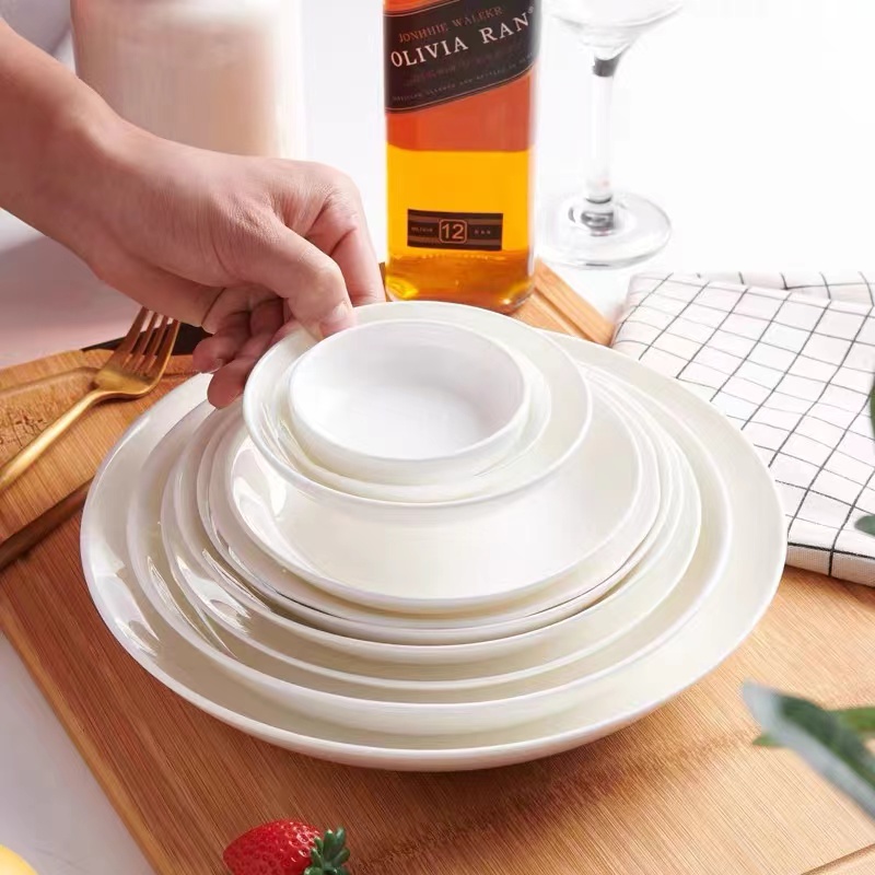 包邮8英寸纯白菜盘家用骨质瓷