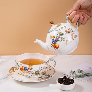 唐山骨质瓷茶具套装家用办公室大号茶具茶壶茶杯泡茶咖啡杯子母壶