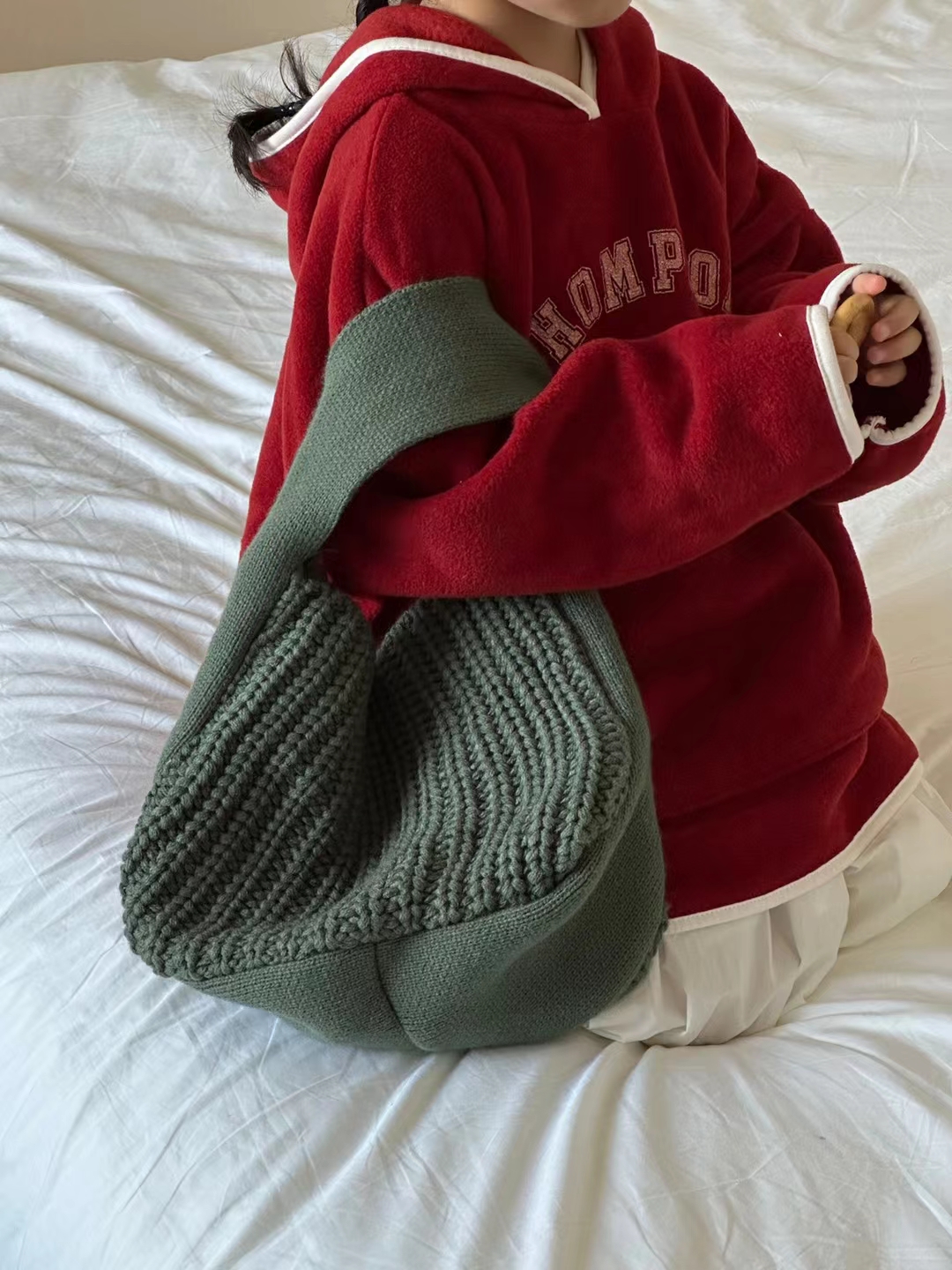 ins风纯手工可爱手拎小包毛线包