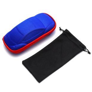 小车镜盒 拉链太阳眼镜盒 卡通儿童镜盒 男女童眼镜盒蓝红盒