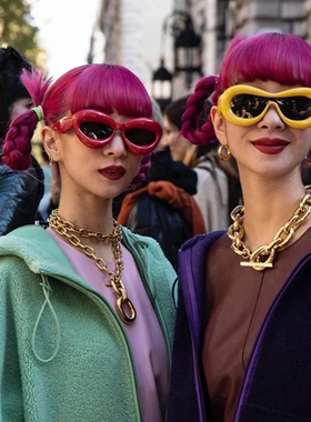 网红街拍搞怪可爱圆形遮阳墨镜