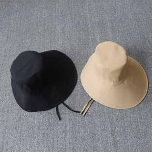女式太阳帽加长圆顶大帽檐遮阳帽运动休闲渔夫帽系绳日式SunHat