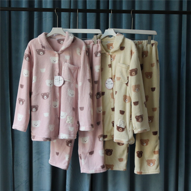 女士珊瑚绒卡通印花sh睡衣家居服