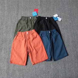日单男童短裤夏季男孩水洗五分裤纯色宽松纯棉休闲裤2/7岁