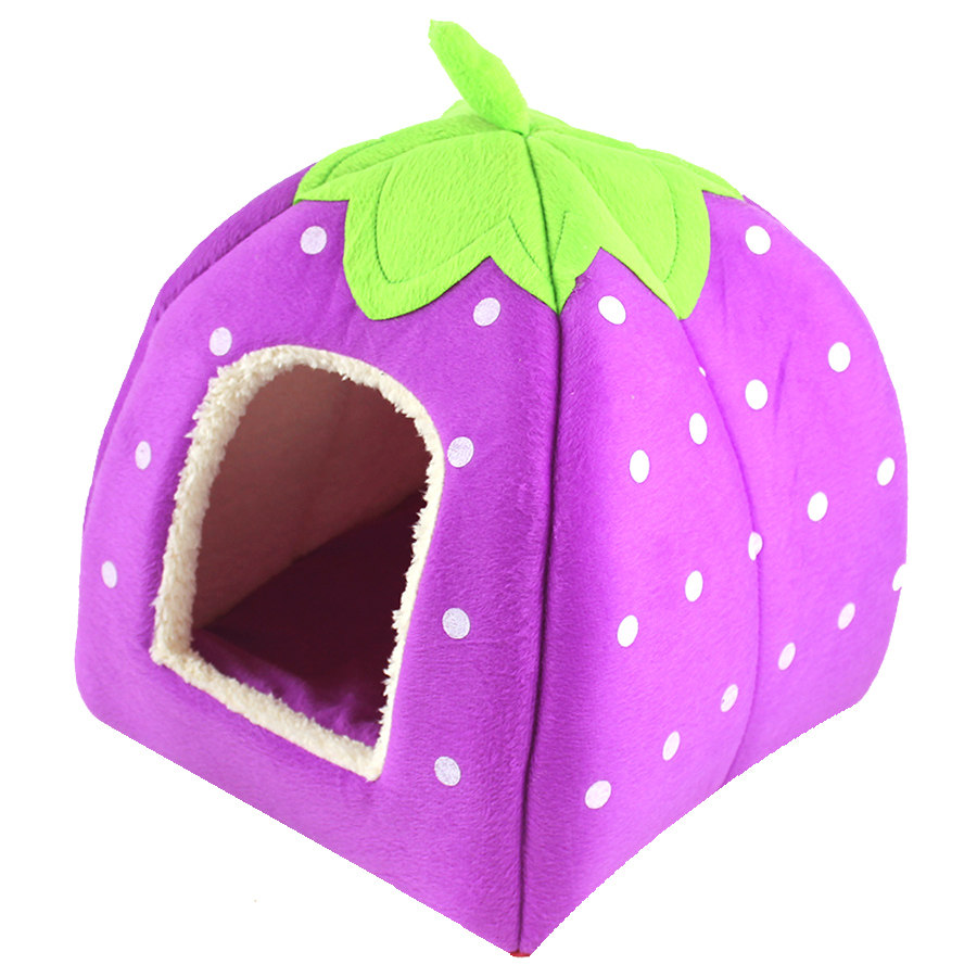 狗窝可拆洗秋冬保暖泰迪比熊贵宾狗窝草莓窝猫咪宠物用品中小型犬