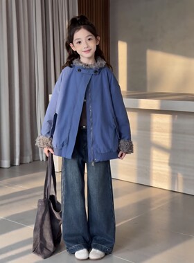 女童加厚保暖立领派克外套韩版