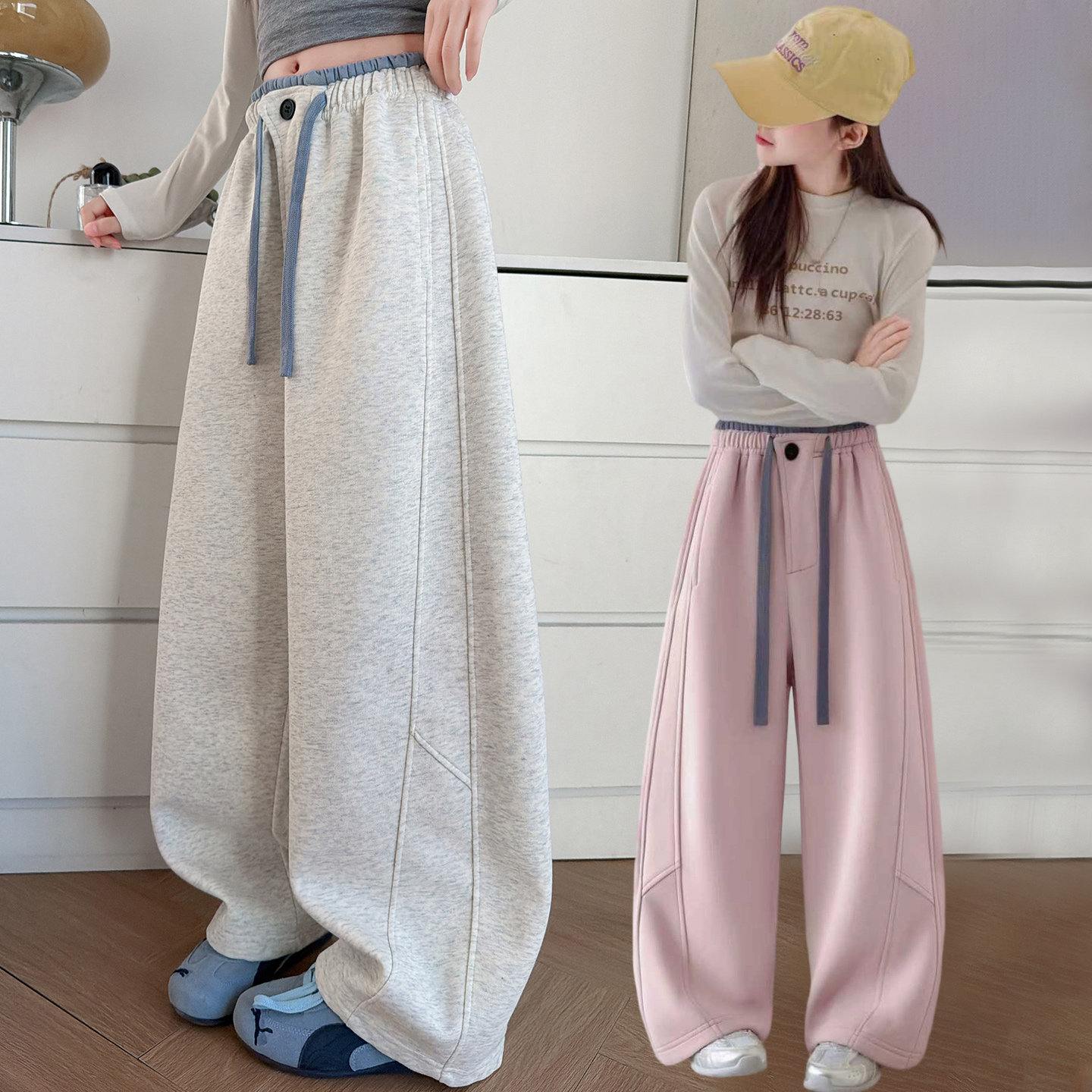 女童春季韩版百搭时尚阔腿裤初中生宽松休闲显瘦运动弯刀卫裤潮酷