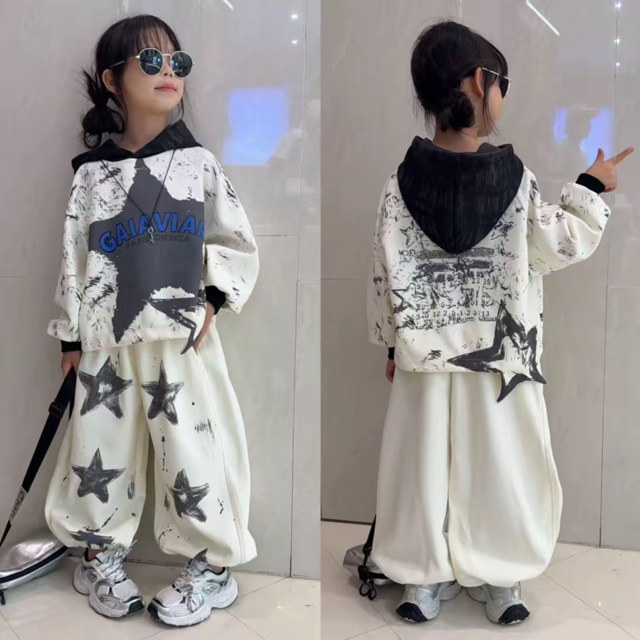 女童连帽卫衣束脚休闲裤运动套装