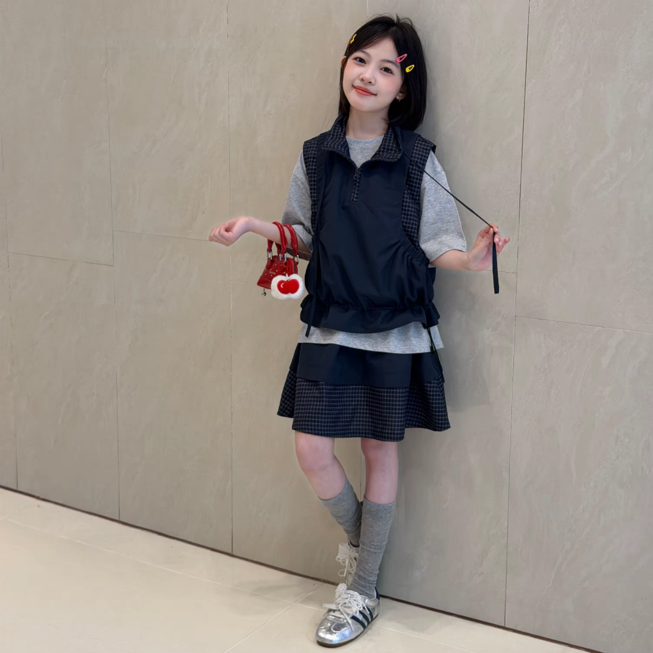 女童马甲裙裤T恤时尚套装