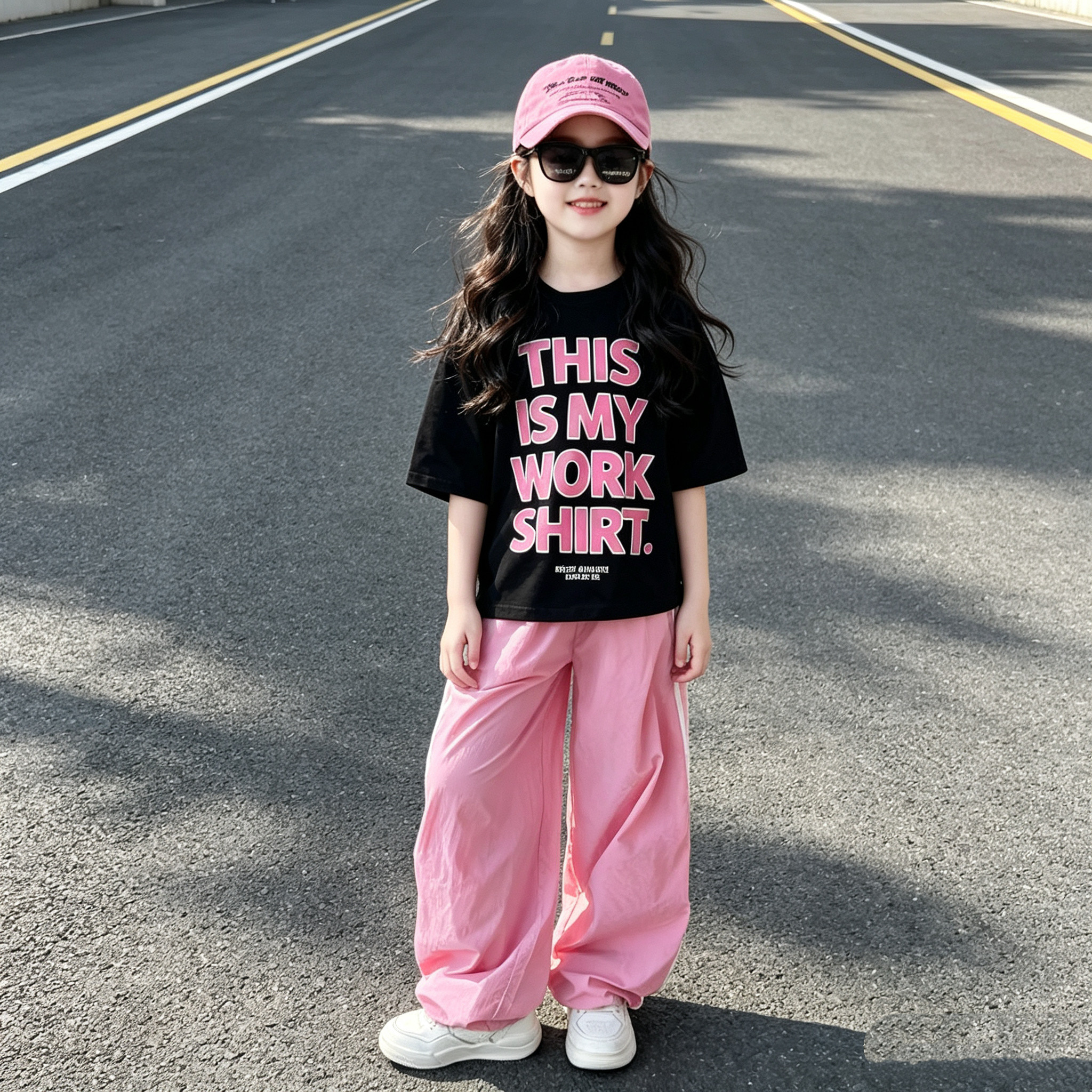 女童速干休闲运动裤宽松短袖套装