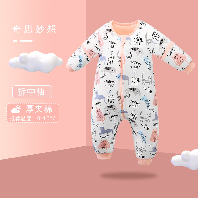 跨境婴儿保暖睡衣宝宝防踢被秋冬季加厚1-5岁纯棉a类儿童分腿睡袋