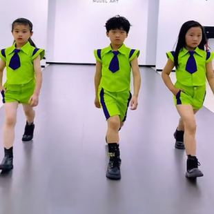 女童模特走秀服装黑色t台走秀服两件套形体训练服PK赛服运动服装