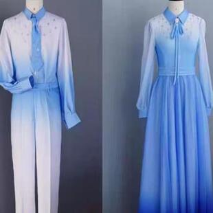 新款合唱高中学生大合唱团诗歌朗诵演出服学院风男女演讲主持礼服