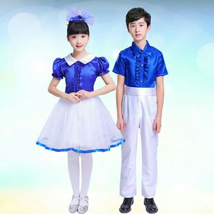 儿童小学生合唱演出服学生大合唱团表演队初中生中学生朗诵服装女