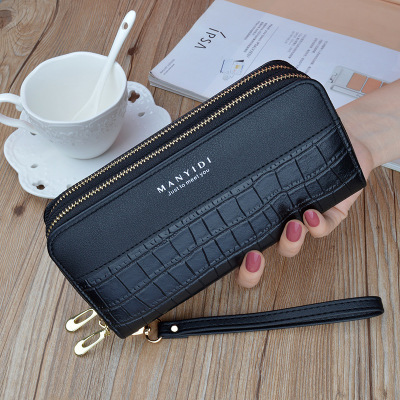 taobao agent Wallet, long capacious shoulder bag with zipper, fashionable small clutch bag, mobile phone, new collection, crocodile print