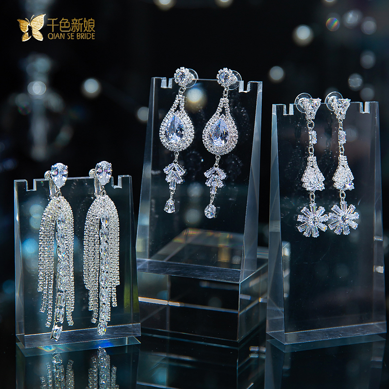 新款2021日水钻婚纱礼服安歌耳坠