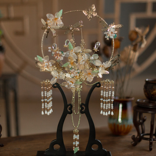 金色镂空古典团扇中式婚礼新娘