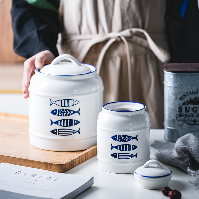 陶瓷密封罐带盖杂粮收纳罐大容量家用便携零食茶叶储物罐陶瓷糖罐,厨房/烹饪用具,密封罐,淘宝优惠券,粉丝福利购,淘宝优惠卷