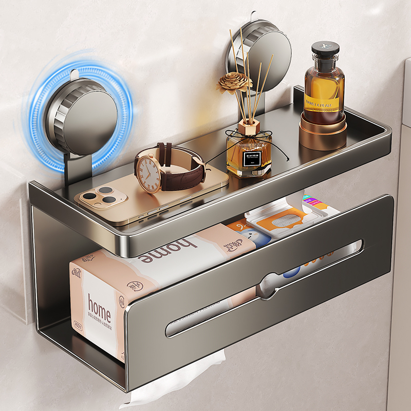 吸盘厕纸盒壁挂式卷纸抽纸收纳架