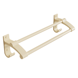 奶油风加长毛巾杆单杆卫生间免打孔壁挂式双杆毛巾架浴室厕所挂架