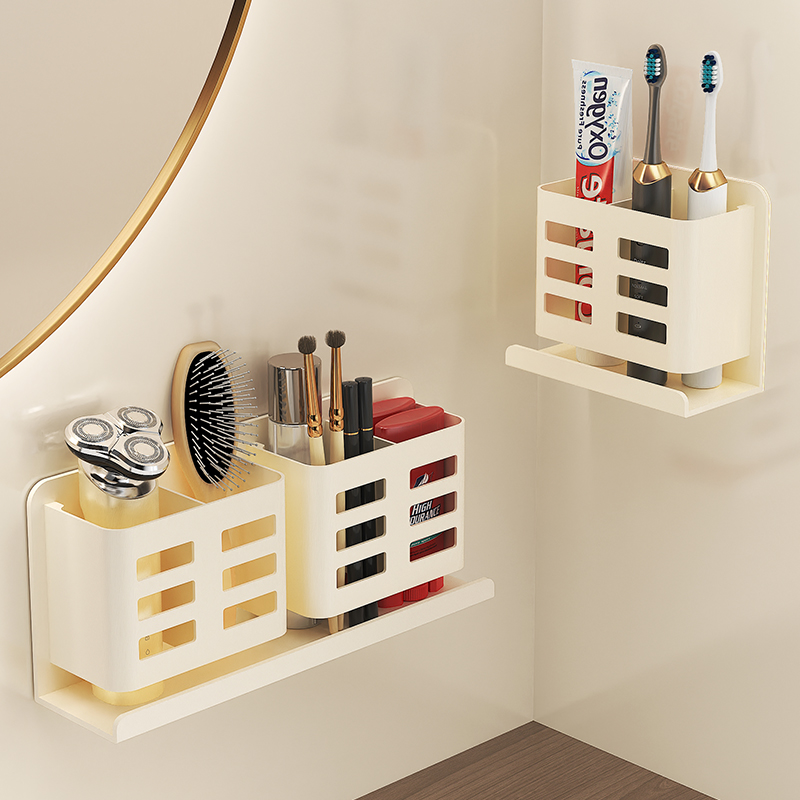 卫生间梳子置物架浴室墙上免打孔牙刷牙膏剃须刀收纳架厕所壁挂式
