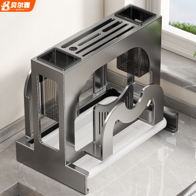 刀架菜板一体置物架筷子盒台面菜刀刀具锅盖砧板收纳架子厨房家用