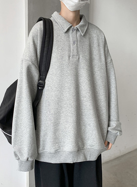 男生卫衣ins港风潮牌Polo领上衣潮流宽松百搭2021新款春秋季外套