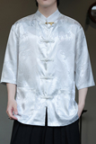 2024夏季风男装冰丝唐装汉服短袖大码衬衫衬衣C229-Y1015-P68，男装衬衫，电商C229-1