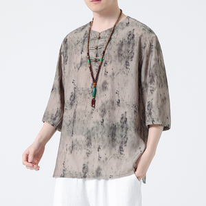 2024春夏风男装复古中式唐装汉服盘扣短袖T恤C229-T212-P60图片