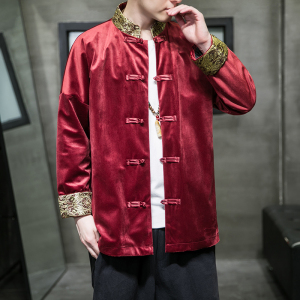 2024秋冬风男装撞色复古中式唐装汉服夹克外套C229/Y917/P80图片