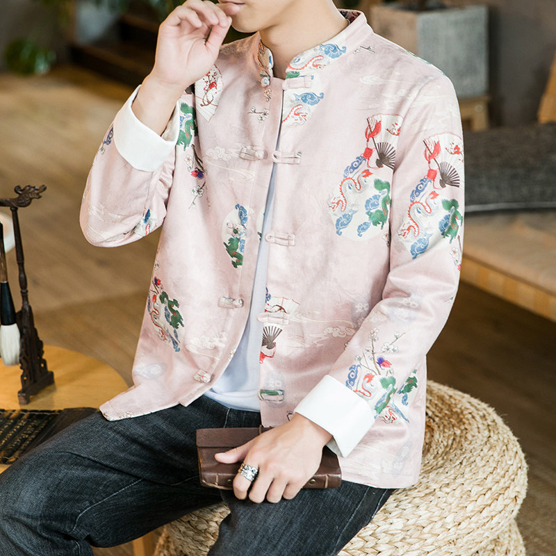 2024秋冬风男装鹿皮绒夹克外套唐装汉服C229/鹿皮绒合集/P105,男装夹克,电商C229-1