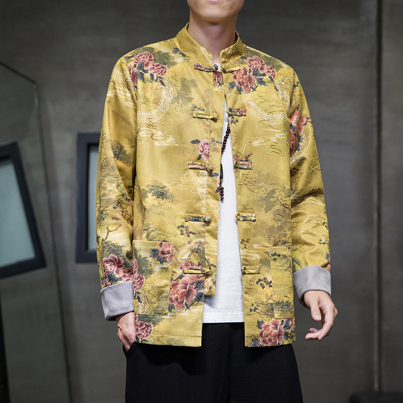 2024秋风男装鹿皮绒复古中式唐装汉服夹克外套C229/Y754/P105，男装夹克，电商C229-1