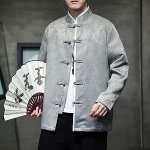 2024春夏风男装提花冰丝盘扣唐装汉服夹克外套C229-Y992-P100图片