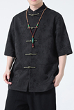 2024夏风男装提花唐装汉服短袖五分袖衬衫衬衣C229-Y996-P70，男装衬衫，电商C229-1