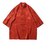 2024夏风男装中式唐装汉服短袖五分袖衬衫衬衣C229-Y905-P70，男装衬衫，电商C229-1