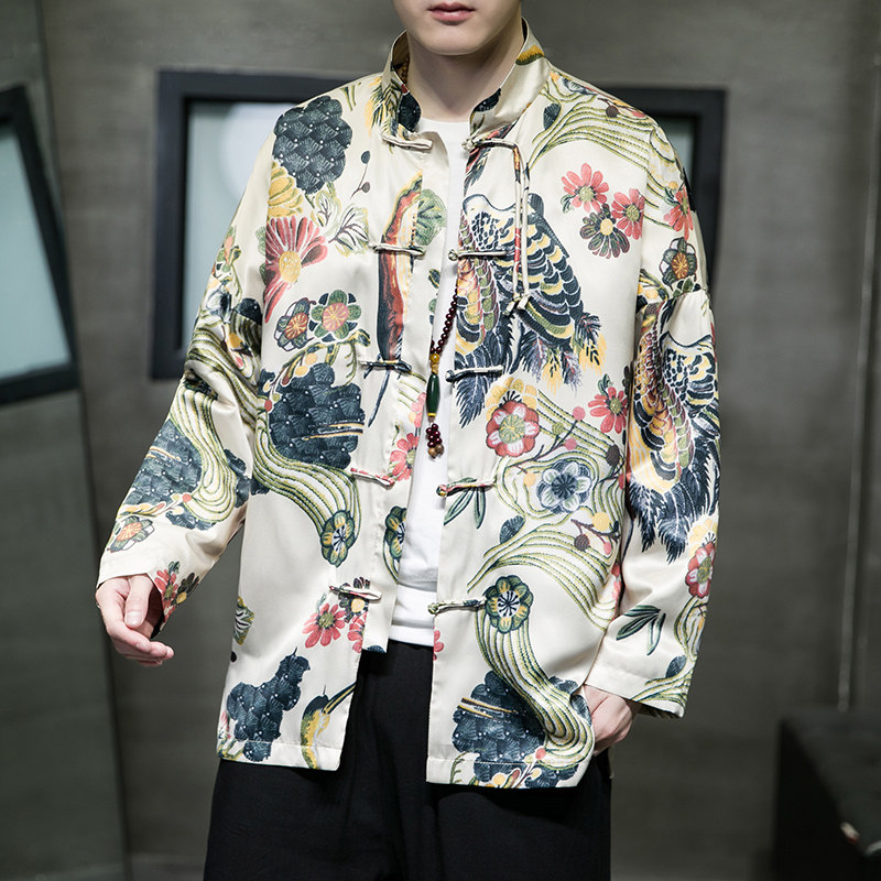 2024春夏风男装印花唐装复古盘扣汉服夹克外套C229/Y734/P90图片