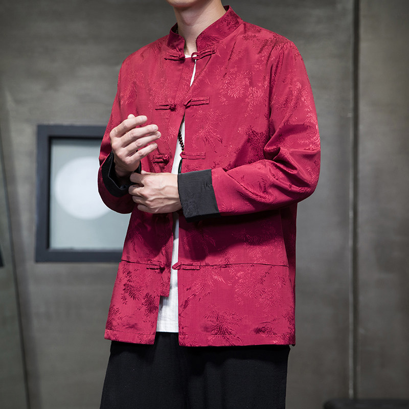2024秋冬风男装冰丝复古中式唐装汉服夹克外套C229/Y772/P100,男装夹克,电商C229-1
