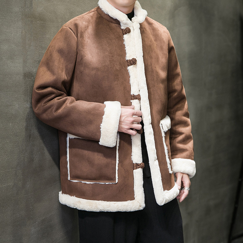 2024秋冬风男装鹿皮绒中式唐装汉服棉衣棉袄C229/MY799/P155,男装棉衣,电商C229-1
