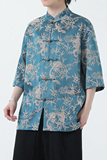 2024夏风男装冰丝唐装汉服短袖五分袖衬衫衬衣C229-Y1028-P70，男装衬衫，电商C229-1