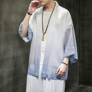 2024夏款风男装渐变风衣外套披风斗篷大码外套C229/Y609/P40图片
